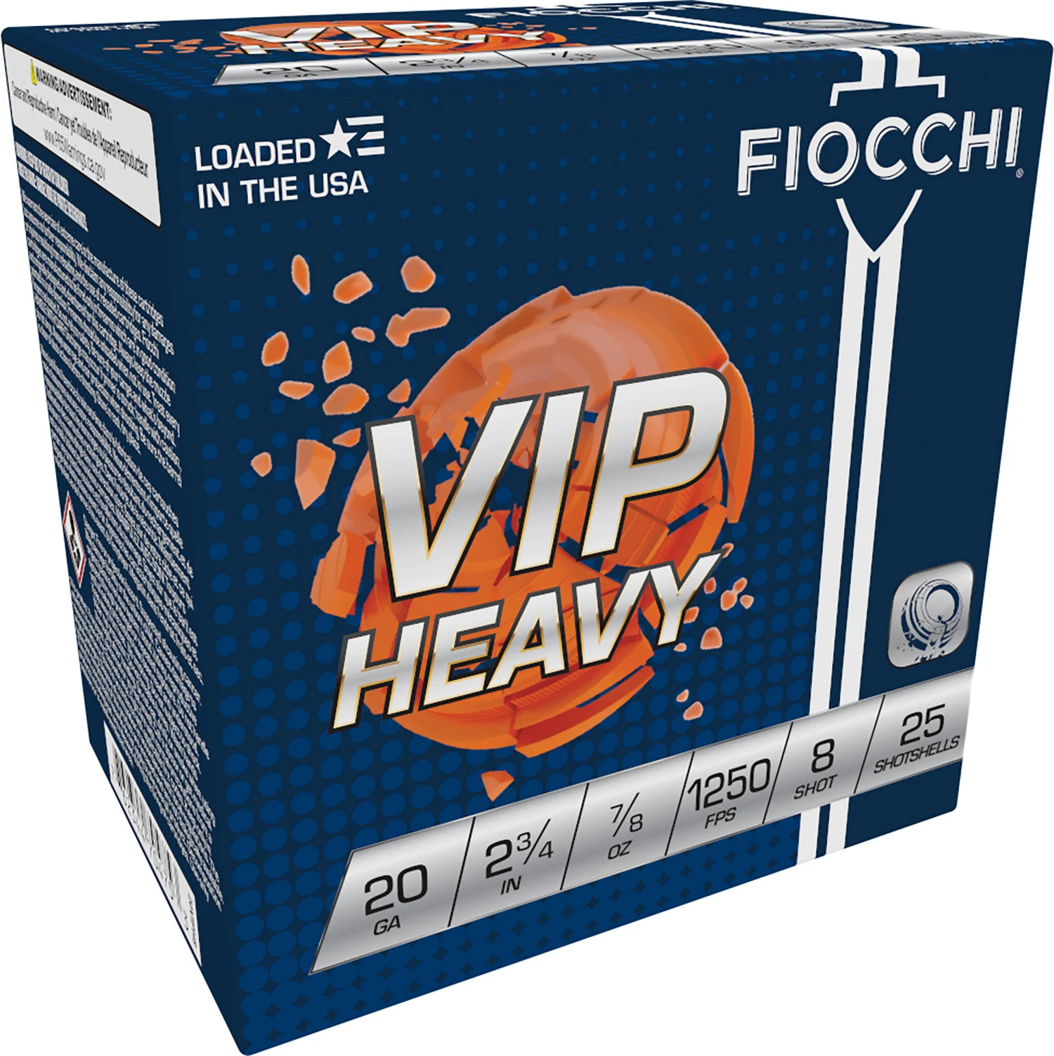 Fiocchi Exacta VIP Heavy 20ga 2.75″ 7/8oz #8 – 25/ct