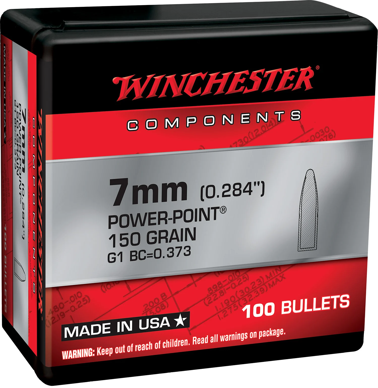 Winchester Power Point 7mm 150gr Bullets – 100/Box