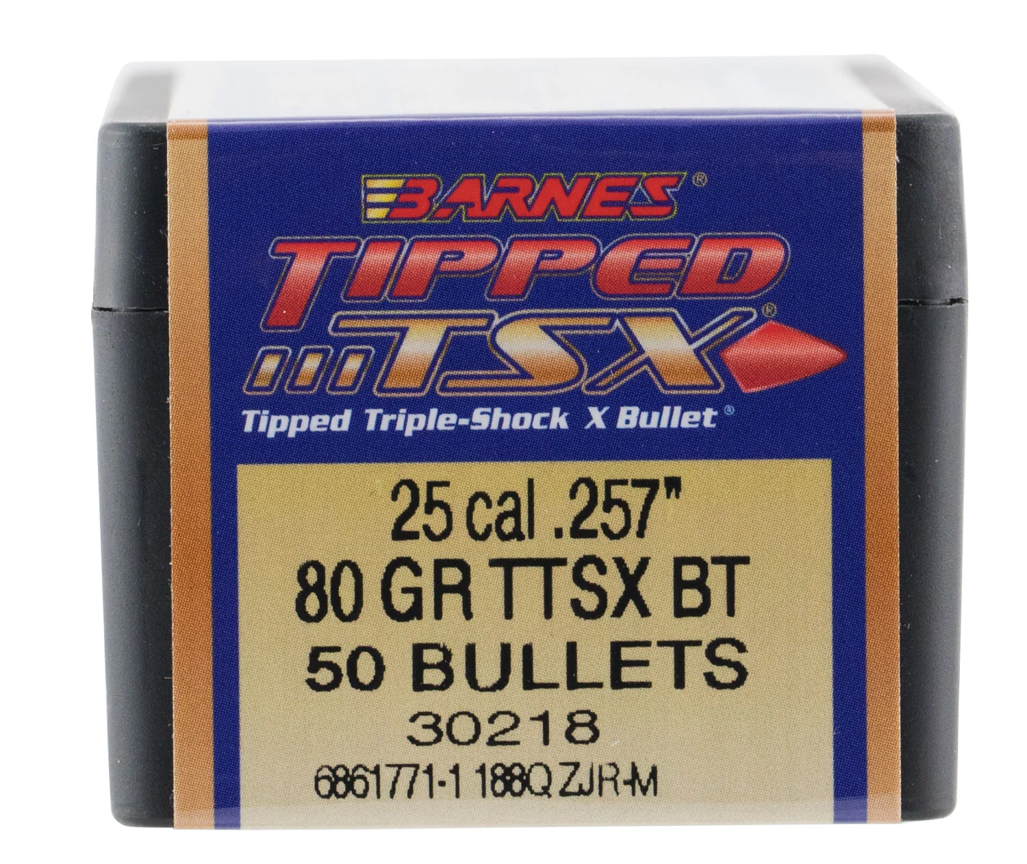 Barnes TTSX 25 Cal (.257) 80 gr Boat Tail Ballistic Tip 50/Box