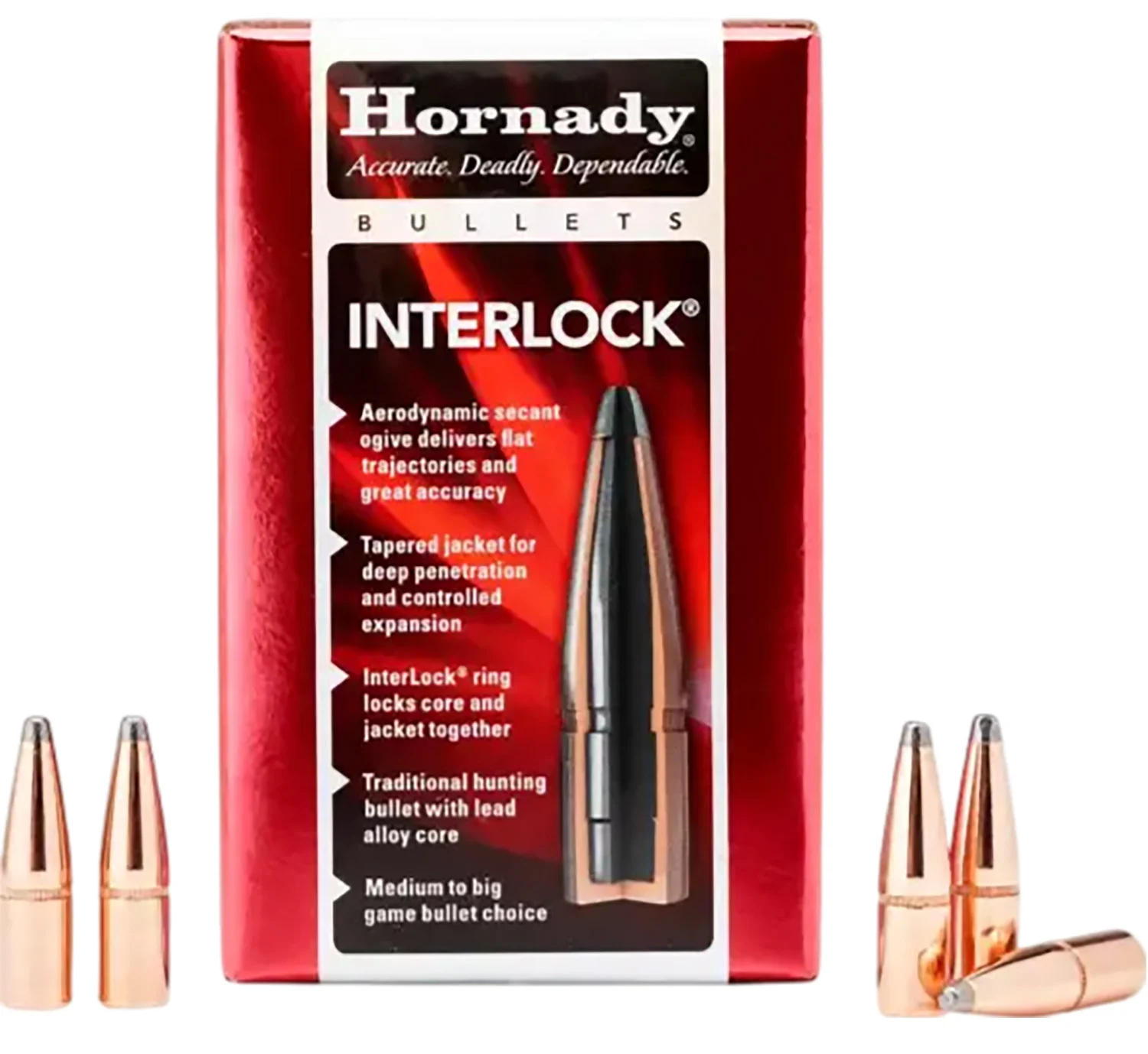 Hornady InterLock .308 220 gr RN Bullets, 100/Box