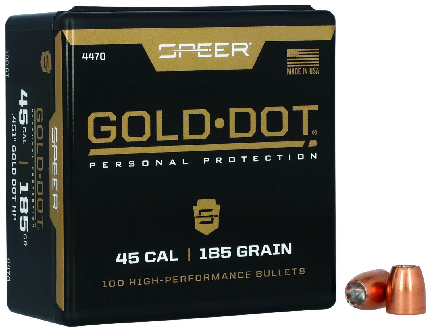 Speer Gold Dot .45 Cal 185 gr GDHP, 100/Box