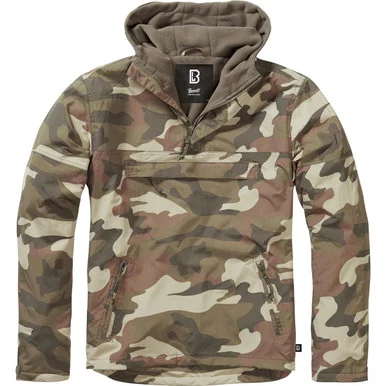 BRANDIT INDIVIDUAL WEAR Men's Windbreaker Light Woodland Fleece-Lined Quarter Zip Pullover (3001-15107)