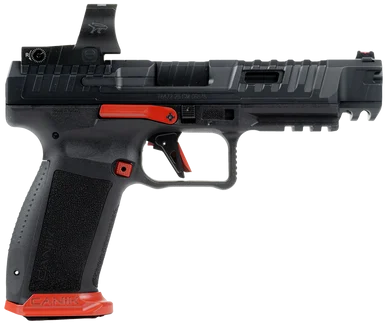 Canik SFx Rival, 9MM Luger, 5.00" Barrel, 18+1 Rds, Black w/Red Accents