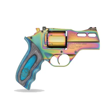 CHIAPPA FIREARMS RHINO REVOLVER 30DS, Nebula, 3" BBL, Fiber Optic Front Sight, Medium Blue Laminate Grip, 3 Moon Clips, Black Leather Holster, 6 Round(340.319)