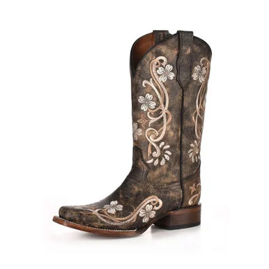 CIRCLE G by CORRAL Womens Black/Multi Color Floral Embroidery Boots (L5241-LD)