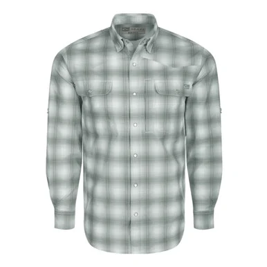 DRAKE Cinco Ranch Western Plaid Long Sleeve Monument Gray Shirt (DS2236-MGY)