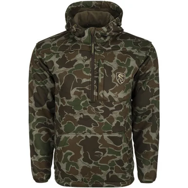 DRAKE Men's Midweight Endurance Old School Green 1/4 Zip Jacket with Kangaroo Pouch (DNT3030-MEN-037)
