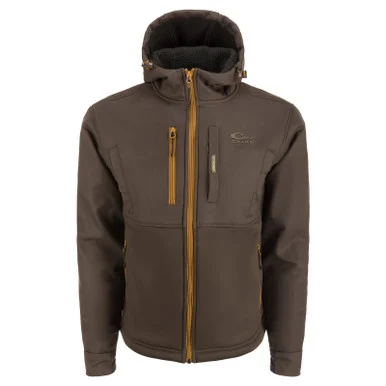 DRAKE Men's MST Hole Shot Hooded Windproof Eqwader Full Zip Green Timber Jacket (DW7390-GTB)