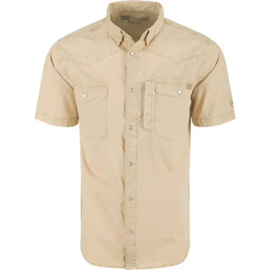 DRAKE Mens Cinco Ranch Western Acid Washed White Pepper SS Shirt (DS2233-WPR)