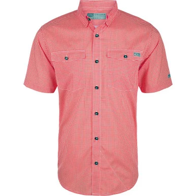 DRAKE Mens Frat Gingham Check Button-Down Chili Pepper Red SS Shirt (DS2265-CPR)