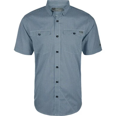 DRAKE Mens Frat Gingham Check Button-Down Pageant Blue SS Shirt (DS2265-PGB)