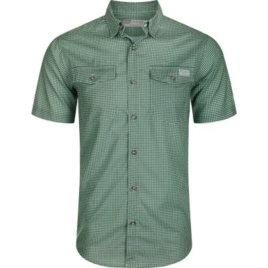 DRAKE Mens Frat Gingham Check Button-Down Pine Needle SS Shirt (DS2265-PNE)