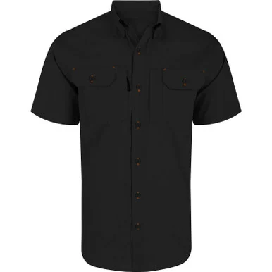 DRAKE Mens Wingshooter Trey Cotton Solid Caviar Black SS Shirt (DS2620-CAB)