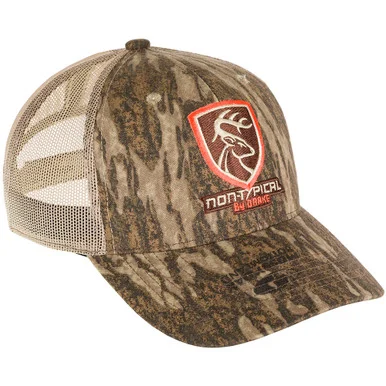 DRAKE Non-Typical Logo Camo Mesh Back Mossy Oak Bottomland Cap (DNT8000-006)