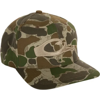 DRAKE Old School Green Camo Flat Bill Cap (DH3009-037)