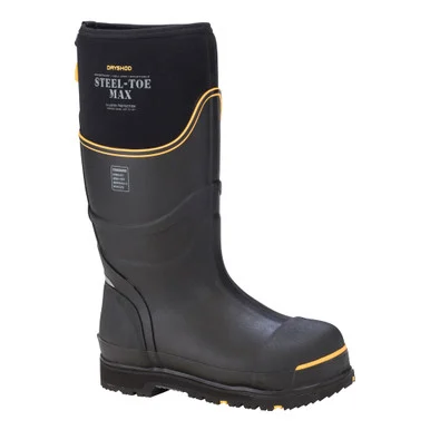 DRYSHOD Mens Steel-Toe Max Hi Black/Yellow Work Boot (STM-UH-BK)