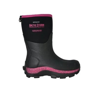 DRYSHOD Womens Arctic Storm Mid Black/Pink Boots (ARS-WM-PN)
