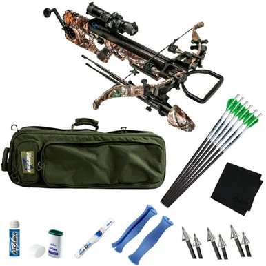 EXCALIBUR Assassin 420 TD Realtree Edge Crossbow Package w/ Extinguisher Arrow Puller And Lumenok Deactivator, ProFlight 6-Pk Arrows, Crossbow Case, Boltcutter 6-Pk Broadheads, Crossbow Maintenance Utility Pack, GRITR Microfiber Cleaning Cloth
