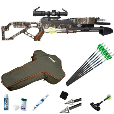 EXCALIBUR Wolverine 40th Anniversary Bottomlands Crossbow Package with T-Handle Arrow Puller, ProFlight 16.5in Carbon 6-Pack Arrows, Tomb Case, Boltcutter 150 Grain 6-Pack Broadheads, Maintenance Utility Pack and GRITR Microfiber Cleaning Cloth