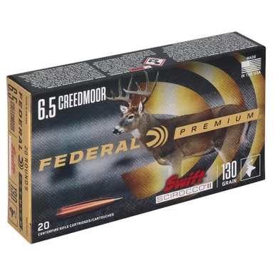Federal Premium, 6.5 Creedmoor, Swift Scirocco II, 130 Grain, Polymer Tip, 20 Round Box P65CRDSS1