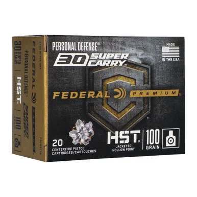 Federal Premium, HST, 30 Super Carry, 100 Grain, Jacketed Hollow Point, 20 Round Box P30HST1S