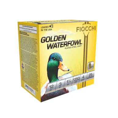 FIOCCHI Golden Waterfowl 12Ga 3in #4 25rd Box Shotshells (123SGW4)