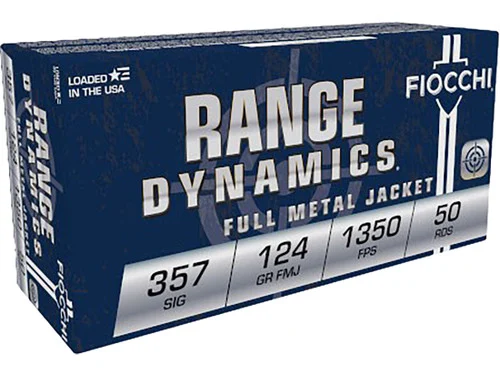 Fiocchi Range Dynamics 357 Sig, 124gr, Full Metal Jacket, 50rd Box