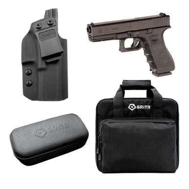 GLOCK 17 Semi-Automatic 9mm Standard Pistol w/GRITR Glock 17 IWB RH Holster, Cleaning Kit, Soft Case