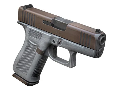 GLOCK 43X, 9MM, 3.41" Barrel, 10 Rds, Cerakote Battleworn Silver/Brown