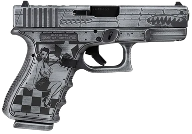 Glock G19 Gen5, 9MM, 4.02" Barrel, 15 Rds, Bomber Engraved Distressed Gray Cerakote
