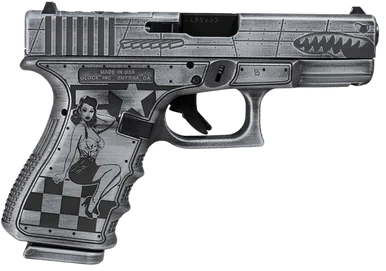 Glock G43X, 9MM, 3.41" Barrel, 10+1 Rds, Bomber Engraved Distressed Gray Cerakote