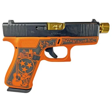 Glock G43X, 9MM Luger, 4.00" Barrel, 10 Rds, Tennessee Orange with Gold Barrel