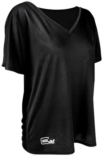 Glock Girl Relaxed V-Neck Shirt, Black, Pre-Shrunk Cotton