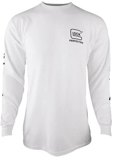 Glock Perfection Long Sleeve Tee, White, Pre-Shrunk Cotton, 3XL