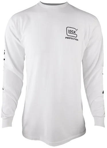 Glock Perfection Long Sleeve Tee, White, Pre-Shrunk Cotton, Small
