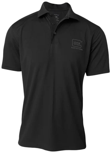Glock Perfection Polo, Black Polyester Mesh, Short Sleeve, Large