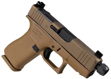 GLOCK Shark Coast Tactical 43X MOS, 9MM, 4.3" Threaded Barrel, Two-tone FDE Cerakote Finish