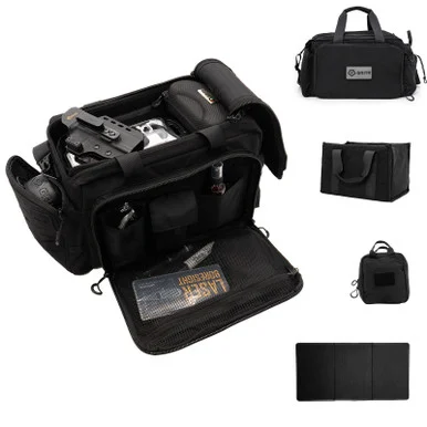 GRITR 4-in-1 Gun Range Bag w/ Tote Bag, Cleaning Mat & Admin Pouch, Black