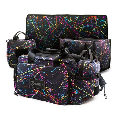 GRITR 4-in-1 Range Bag w/ Tote Bag, Cleaning Mat & Admin Pouch, Splatter Paint