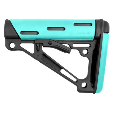 HOGUE AR-15/M-16 OverMolded Aqua Collapsible Buttstock Fits Mil-Spec Buffer Tube (13440)