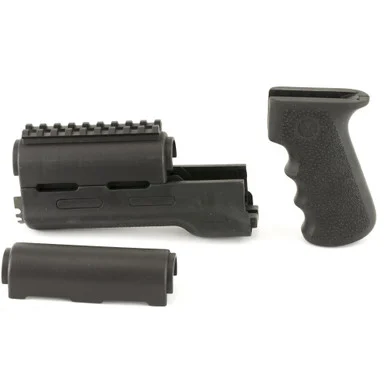 Hogue OverMolded Rifle Grip/Forend Kit, Fits AK-47/AK-74, Finger Grooves, Rubber, Black 74008