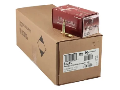 Hornady Custom, 223 REM, 55 Grain, FMJBT, 3240 FPS, 500 Rounds
