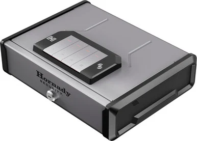 Hornady Digi-Vault, 16-Gauge Steel Handgun Safe, Programmable 4-6 Digit Keypad, Backup Key, Interior Light, Gray