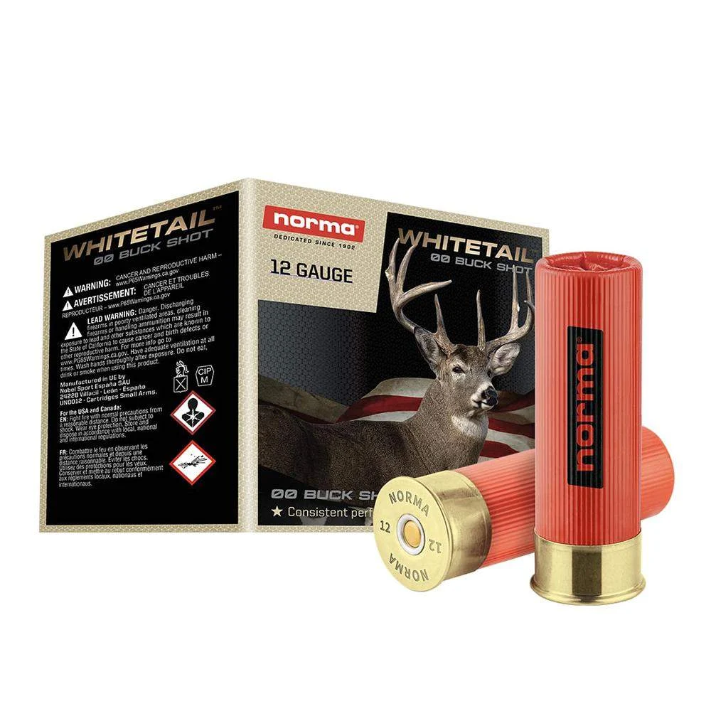 Norma WHITETAIL 12ga 2-3/4″ 00 Buck 9 Pellet 25/ct