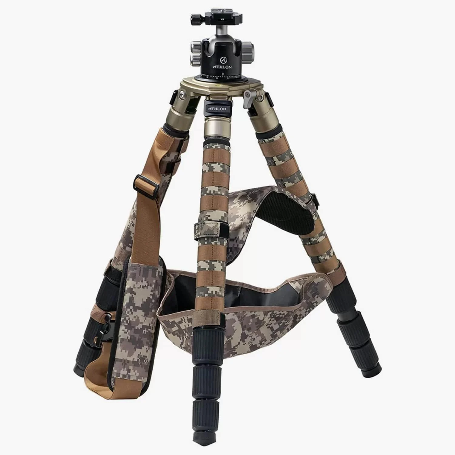 Athlon Midas CF29 Carbon Fiber Tripod 29MM 9″–65″ Camo