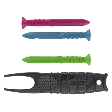 KABAR KA-PAR Golf Tool, Includes 4 Golf Tees and Divot Tool, Plastic, Black 9936