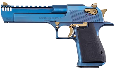 Magnum Research Desert Eagle Mark XIX, .50 AE, 6.00" Barrel, 7+1 Rds, Carbo Blue w/Gold Accents