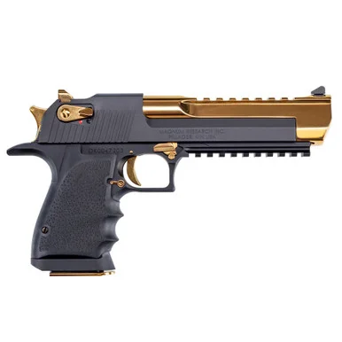MAGNUM RESEARCH Desert Eagle Mark XIX .50AE 6in 7rd Black/Titanium Gold Pistol with Rubber Grips (DE50BATG)