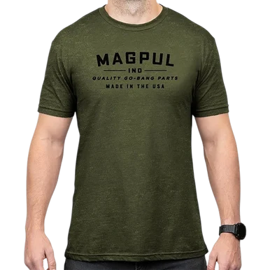 Magpul MAG1112-317 Go Bang Parts, Olive Drab Heather, Cotton/Polyester, Short Sleeve, Medium