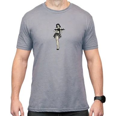 Magpul MAG1117-041-L Hula Girl CVC Short Sleeve Tee, Stone Gray Heather